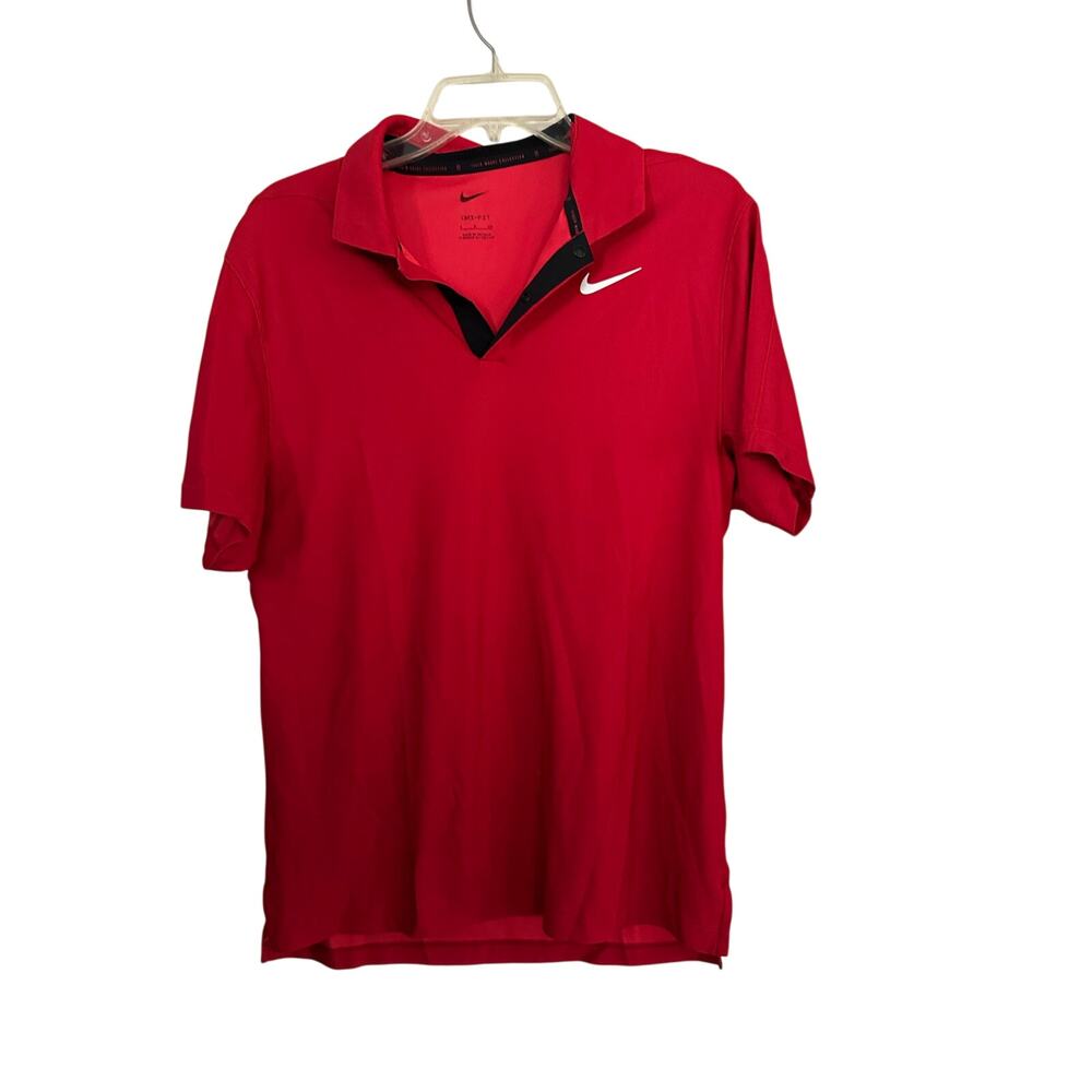 Nike Dri-Fit Polo Shirt Tiger Woods Sunday Golf Polo Red Black Size Small